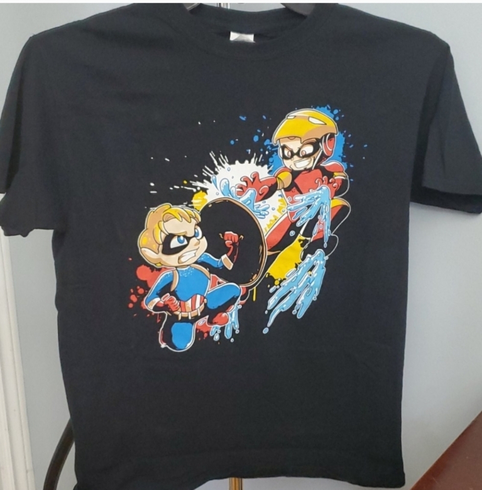 Gildan Black and Red Short Sleeve Tee with Marvel Graphic